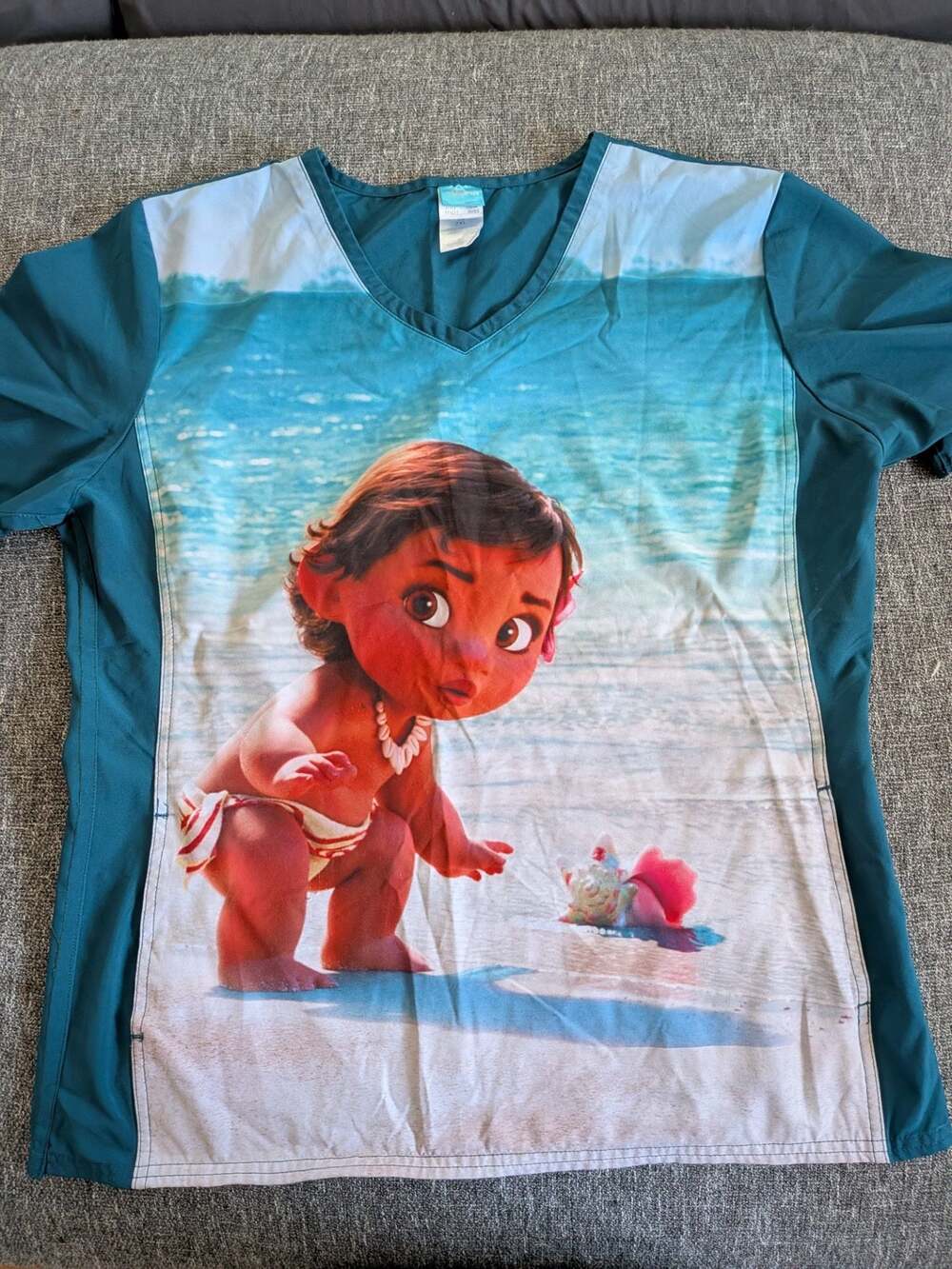 Cherokee Tooniforms Disney Baby Moana V-Neck Scrub Top TF627 MHBM